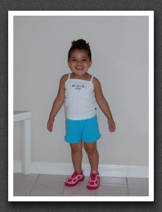 Kayla models her aqua shoes