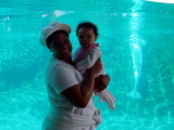 Mommy and Kayla and a Beluga Whale