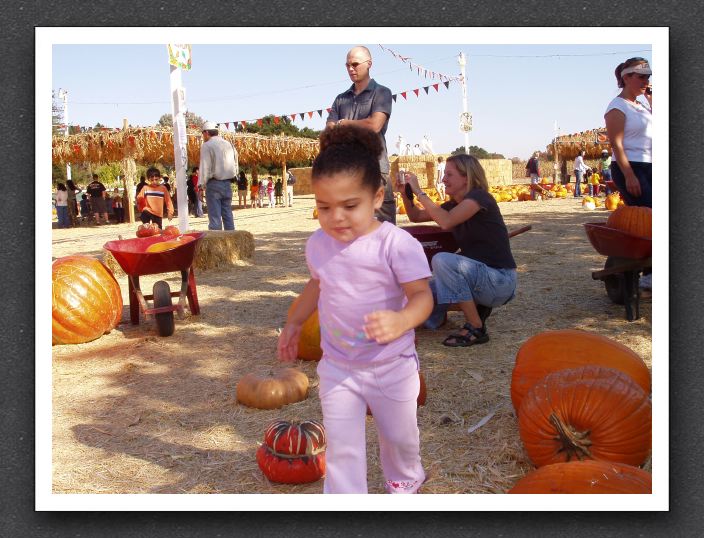Kayla on the move in the pumpkin patch